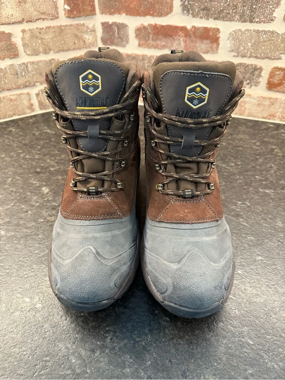 Khombu Men's Brown and Gray Insulated Waterproof Boots, Size 11